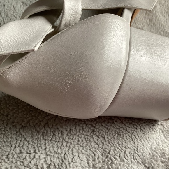 Alexandre Birman Clarita Jeweled Leather Block Heel Wrap Sandals White Bridal - Picture 10 of 17